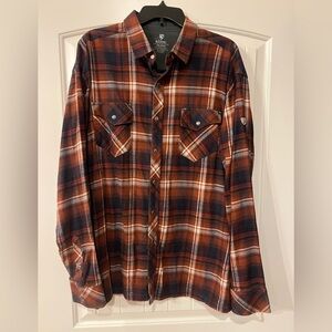 Size XXL-Kuhl Mens Lowdown Pearl Snap Flannel button down- like new!